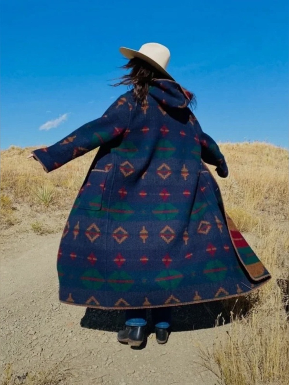 WOOLRICH vintage reversible Aztec Southwestern tao blanket overcoat